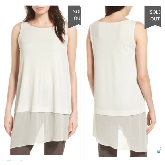 Eileen Fisher Silk Jersey & Chiffon Tunic - Picture 1 of 5